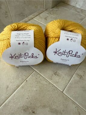Knit Picks Palette Fingering Weight Yarn - Yellow - Semolina - 2 Balls